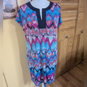LAUNDRY BY SHELLI SEGAL Vibrant Geo Print Shift Tunic Dress M